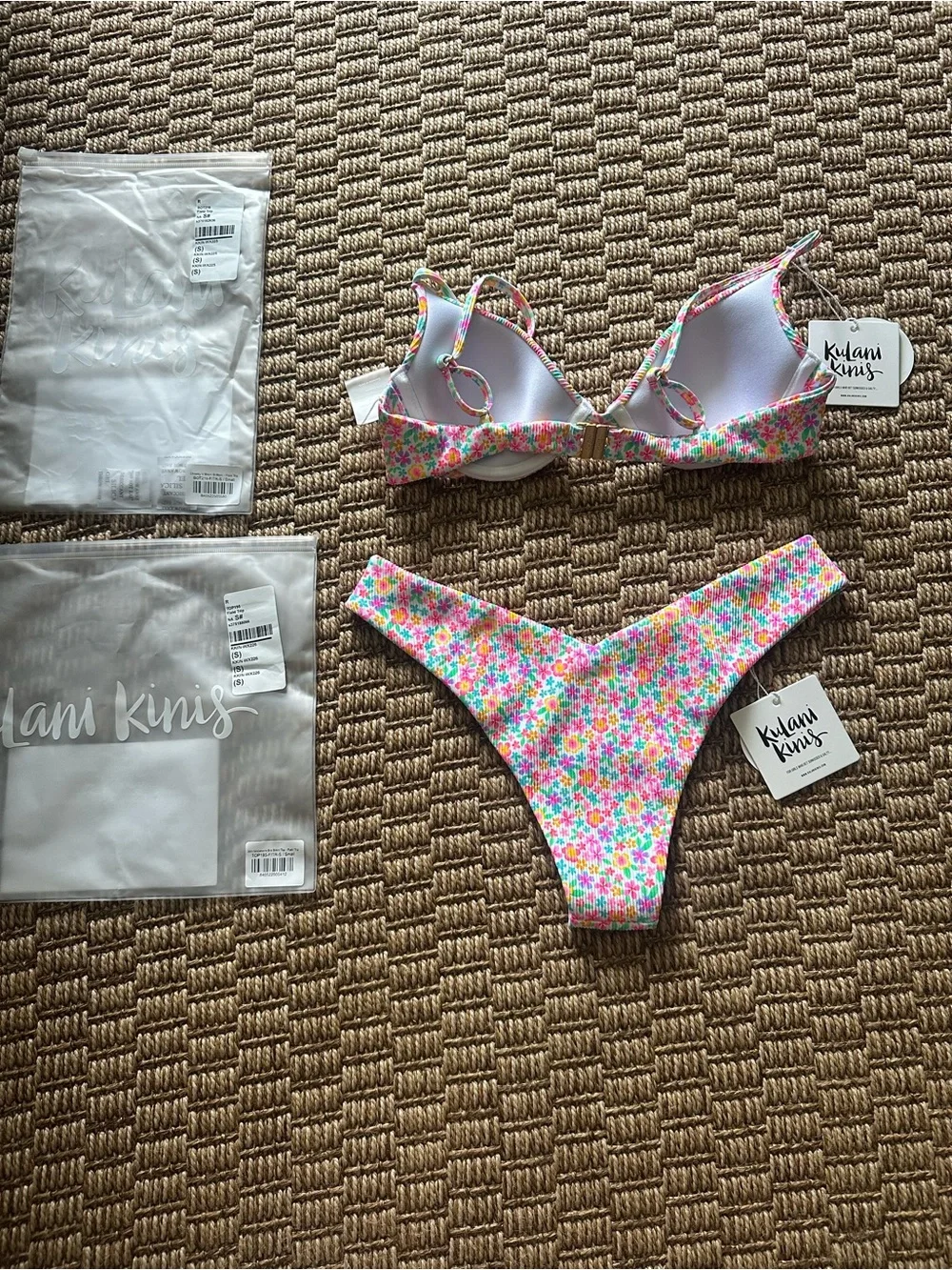 Kulani Kinis Pastel Floral Underwire Bikini in Pink